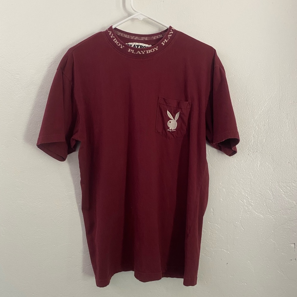 Maroon Playboy pocket tee